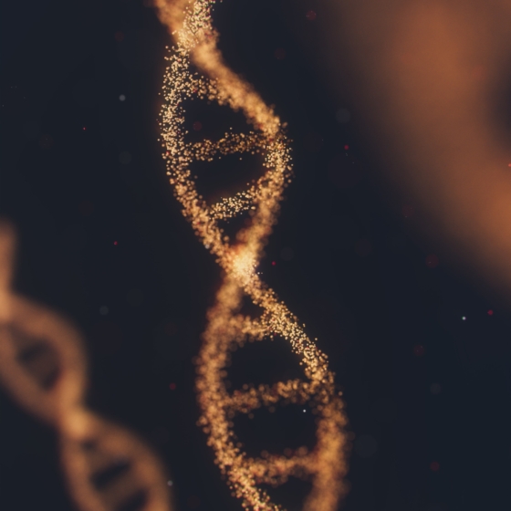 abstrakcyjna grafika przedstawiająca podwójną helisę DNA