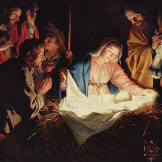 Obrazek przedstawiający szopkę bożonarodzeniową